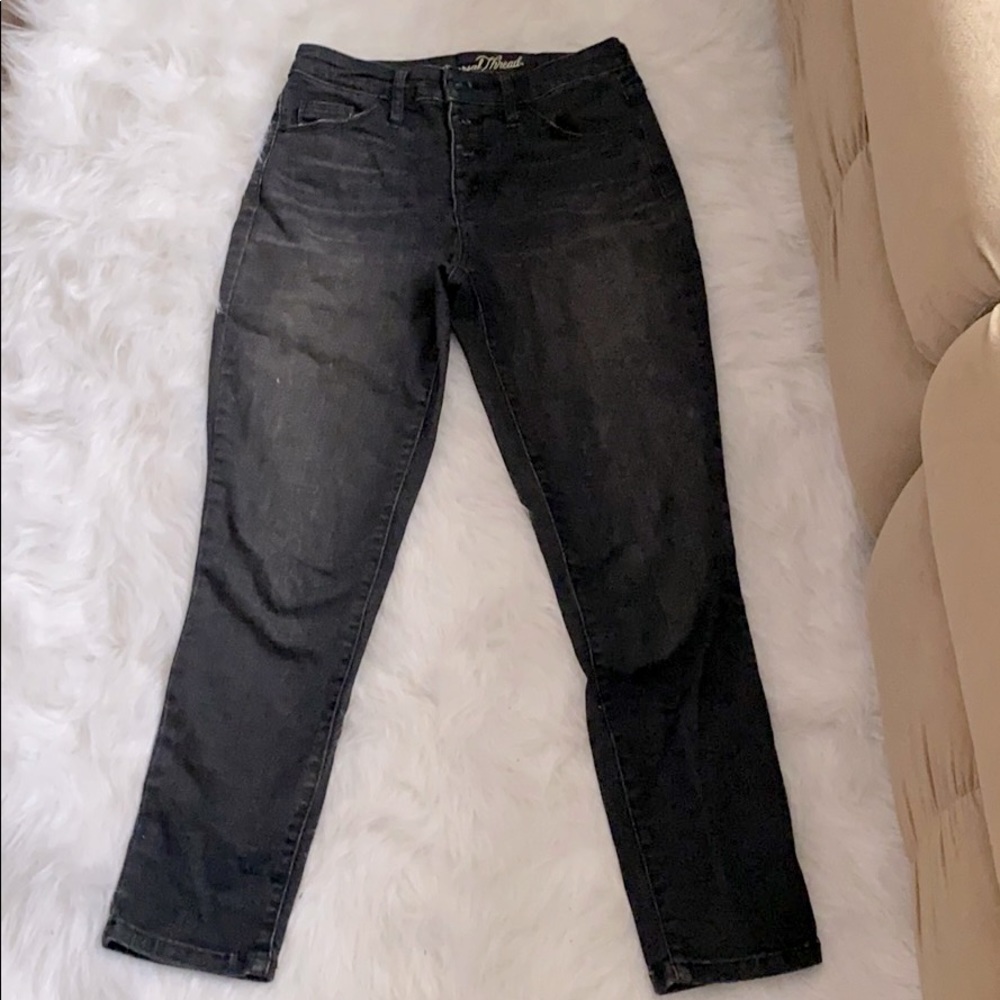 High Rise Skinny Crop Black Stretchy Jeans